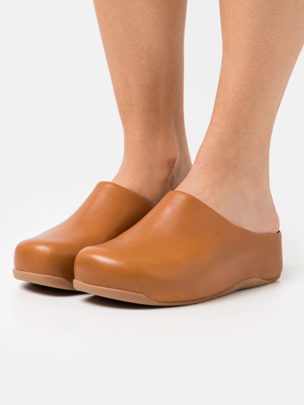 Fitflop Shuv Tan Leather Slip-On Mules Women’s Size 6